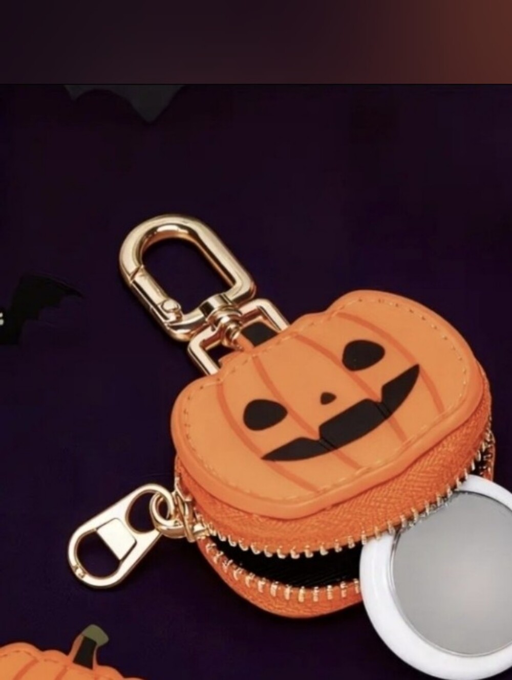 NWT Halloween Pumpkin Pouch Bag Charm Coin Purse Wallet Summerween Orange Goth